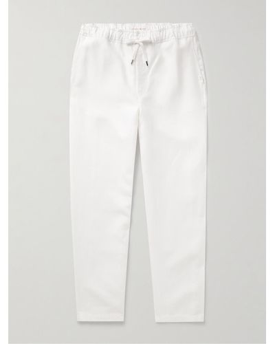 Derek Rose Sydney 1 Slim-fit Linen Drawstring Pants - White