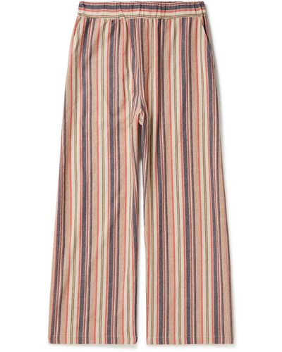 The Elder Statesman Striped Cashmere-blend Flannel Pants - Pink