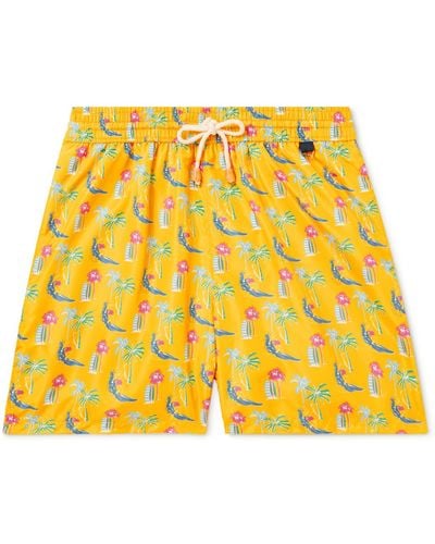 Rubinacci Straight-leg Mid-length Printed Swim Shorts - Yellow