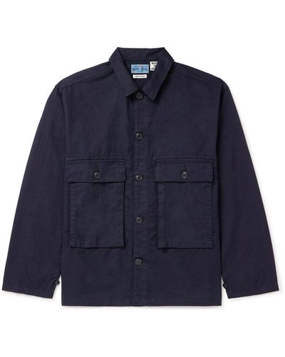 Blue Blue Japan Indigo-dyed Cotton-blend Cargo Shirt - Blue