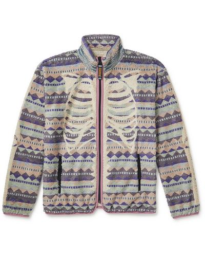 Kapital Ashland Printed Fleece Zip-up Sweatshirt - Gray