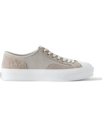 Givenchy City Logo-debossed Leather And Suede-trimmed Canvas Sneakers - Natural