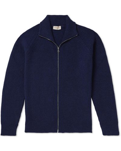 John Smedley Thatch Recycled Cashmere And Merino Wool-blend Zip-up Cardigan - Blue