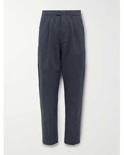 NN07 Fritz 1912 Pleated Straight-leg Linen And Cotton-blend Twill Suit Pants - Blue