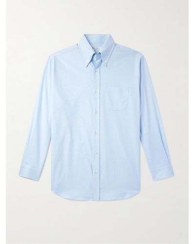 Loro Piana Button-down Collar Cotton Oxford Shirt - Blue