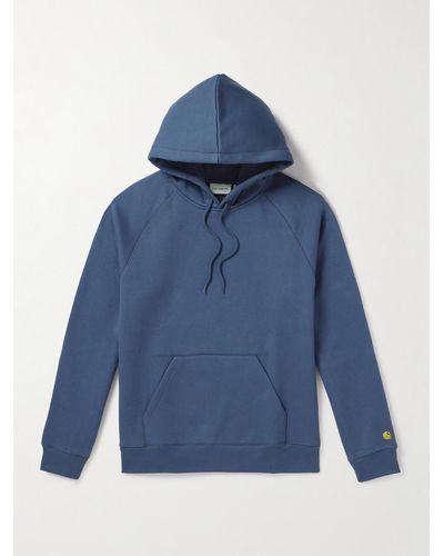 Carhartt Chase Logo-embroidered Cotton-jersey Hoodie - Blue
