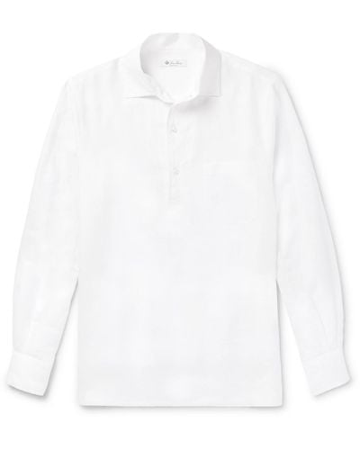 Loro Piana Arizona Linen Half-placket Shirt - White