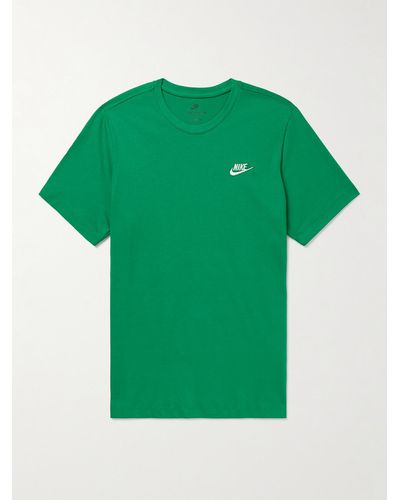 Nike T-shirt in jersey di cotone con logo ricamato Sportswear Club - Verde