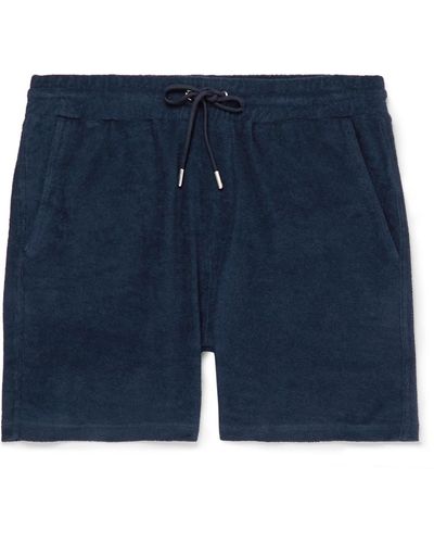 NN07 Cameron Slim-fit Cotton-terry Drawstring Shorts - Blue
