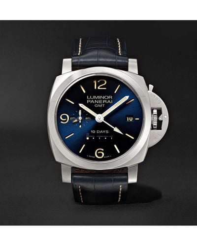 Panerai Luminor 1950 10 Days Gmt Automatic 44mm Stainless Steel And Alligator Watch - Black