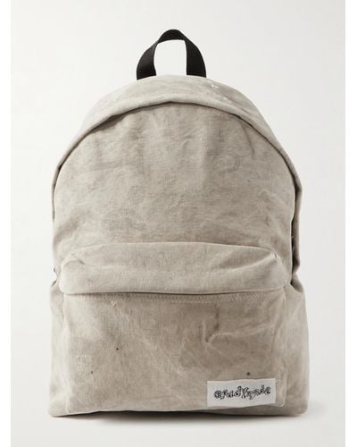 READYMADE Logo-appliquéd Distressed Cotton-canvas Backpack - Natural
