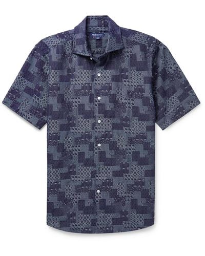 Peter Millar Banks Cotton-jacquard Shirt - Blue
