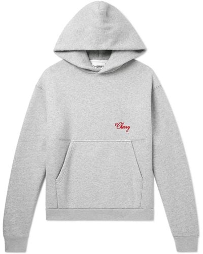 CHERRY LA Logo-embroidered Cotton-blend Jersey Hoodie - Gray
