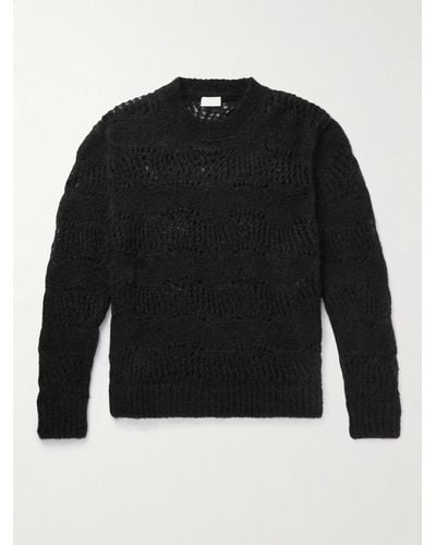 Saint Laurent Open-knit Mohair-blend Jumper - Black