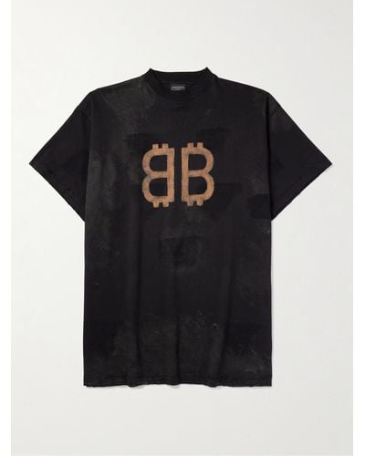Balenciaga Crypto Logo Cotton T-shirt - Black