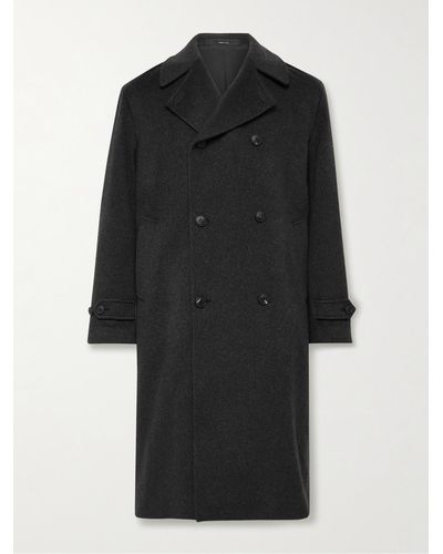 Saman Amel Double-breasted Brushed-cashmere Overcoat - Black