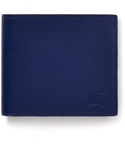 Burberry Logo-debossed Leather Billfold Wallet - Blue