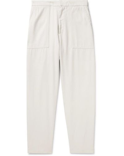 Officine Generale Paolo Tapered Tm Lyocell-twill Pants - White
