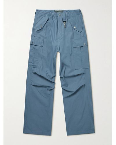Reese Cooper Wide-leg Brushed Cotton-canvas Cargo Pants - Blue