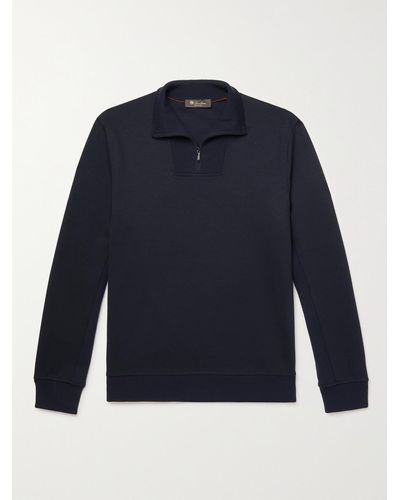 Loro Piana Virgin Wool-blend Half-zip Sweater - Blue