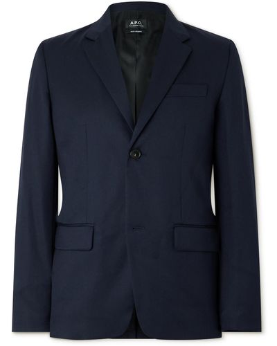 A.P.C. Harry Wool Suit Jacket - Blue