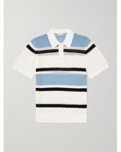 Dries Van Noten Striped Knitted Polo Shirt - Grey