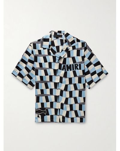 Amiri Chequered Snake Short Sleeve Vacation Shirt - Multicolour