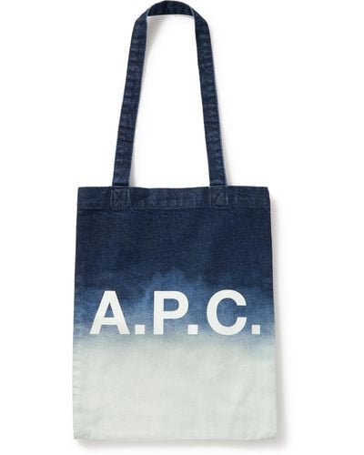 A.P.C. Logo-print Ombré Denim Tote - Blue