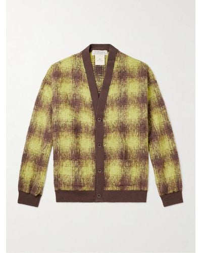 Remi Relief Jersey-trimmed Checked Wool-blend Cardigan - Yellow