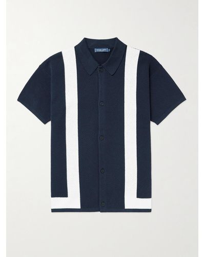 Frescobol Carioca Barretos Hemd aus Baumwollstrick mit Streifen - Blau