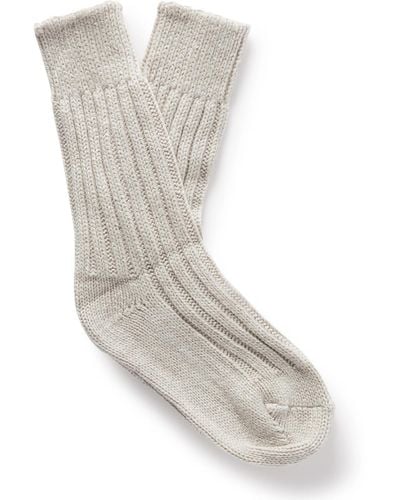 The Elder Statesman Yosemite Ribbed Cashmere Socks - White