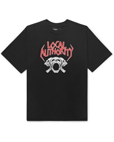 Local Authority Tri Skull Tour Printed Cotton-jersey T-shirt - Black