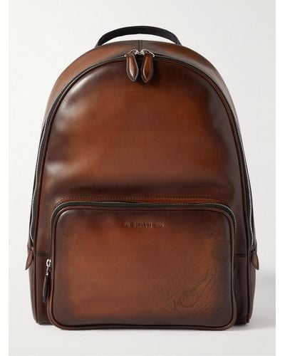 Berluti Scritto Leather Backpack - Brown