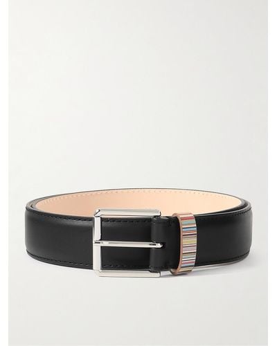 Paul Smith 3.5cm Striped Leather Belt - Black