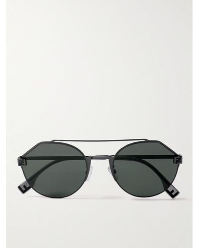 Fendi Sky Sonnenbrille mit rundem Rahmen aus Metall - Schwarz
