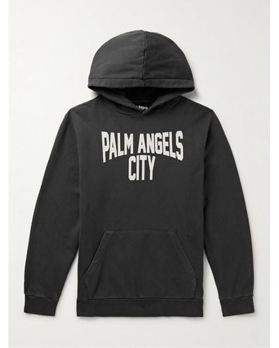 Palm Angels Logo-print Cotton-jersey Hoodie - Black