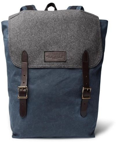 Filson Ranger Leather-trimmed Twill Backpack - Blue