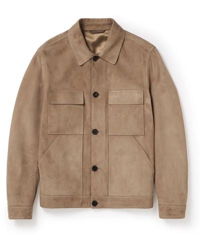 Dunhill Suede Blouson Jacket - Brown