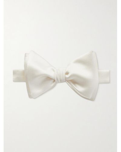 Brunello Cucinelli Self-tie Duchesse Cotton And Silk-blend Satin Bow Tie - Natural