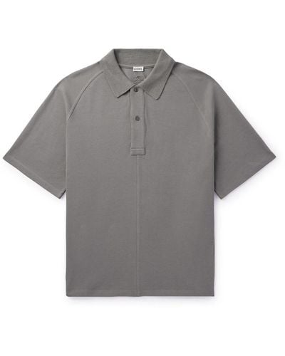 Loewe Logo-embroidered Cotton-piqué Polo Shirt - Gray