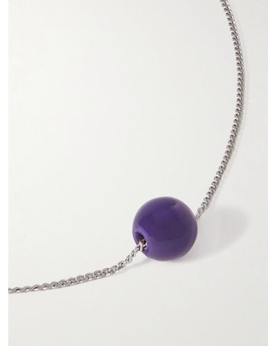 Dries Van Noten Silver-tone And Enamel Chain Necklace - Purple