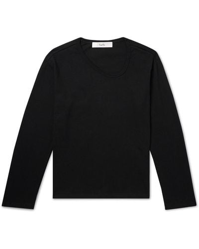 Séfr Uneven Cotton-jersey T-shirt - Black
