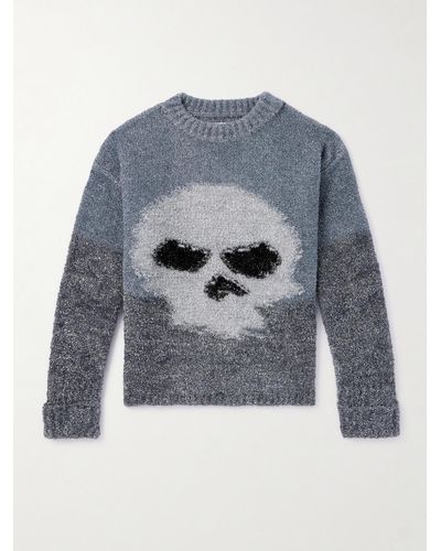ERL Metallic Intarsia-knit Sweater - Blue