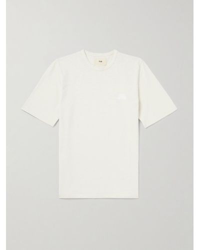 Folk T-Shirt aus Flammgarn-Jersey aus Baumwolle mit Stickerei - Weiß