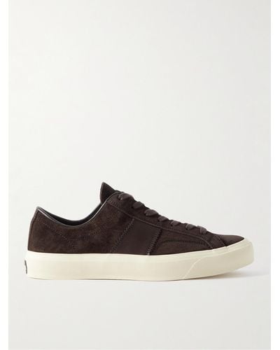 Tom Ford Cambridge Leather-trimmed Suede Trainers - Brown