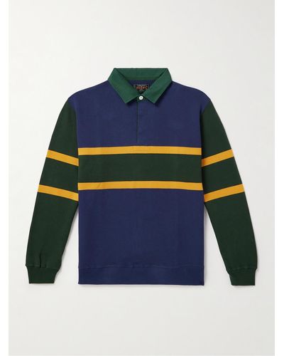 Beams Plus Striped Cotton-jersey Rugby Shirt - Blue