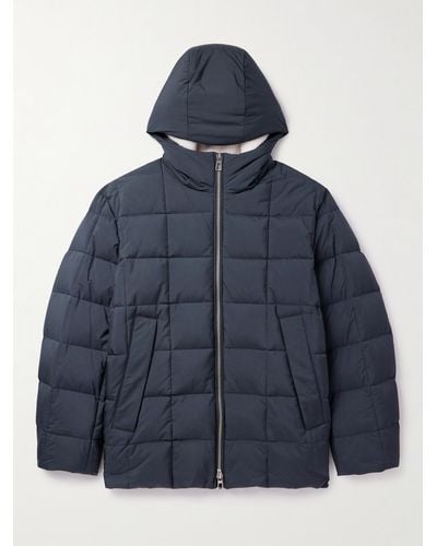 Loro Piana Quilted Shell Down Hooded Jacket - Blue