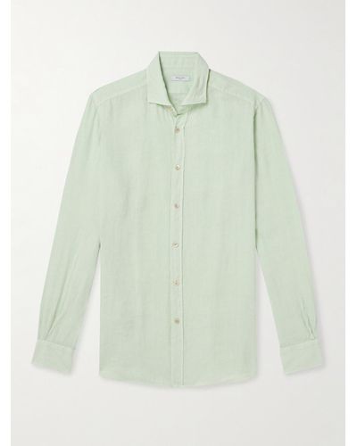 Boglioli Cutaway-collar Linen Shirt - Green