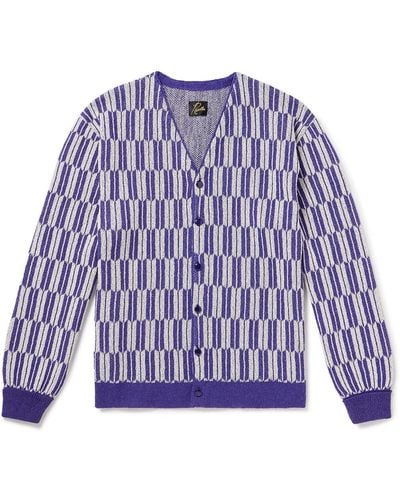 Needles Jacquard-knit Cardigan - Purple