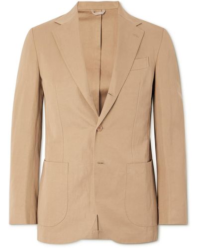 De Petrillo Unstructured Cotton And Linen-blend Suit Jacket - Natural